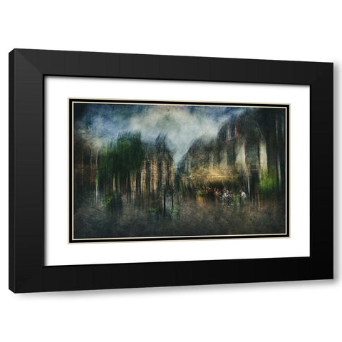 Coffee Break Black Modern Wood Framed Art Print with Double Matting by Van Der, Jan