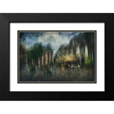 Coffee Break Black Modern Wood Framed Art Print with Double Matting by Van Der, Jan