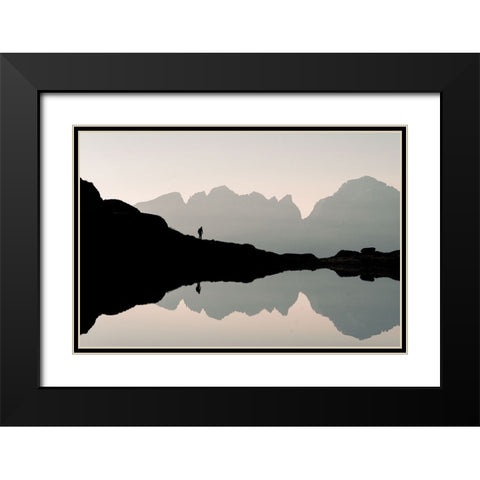 Reflection Black Modern Wood Framed Art Print with Double Matting by Zadra, Francesco