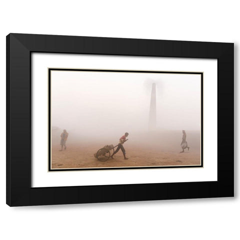 Winter Morning In Brickfield Black Modern Wood Framed Art Print with Double Matting by Chakraborty, Sudipta