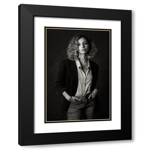 Nadin Black Modern Wood Framed Art Print with Double Matting by Rise, Zachar
