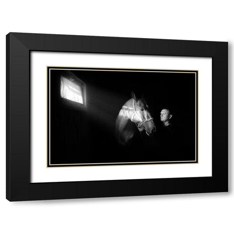 Mute Conversation Black Modern Wood Framed Art Print with Double Matting by Kazun, Andrii