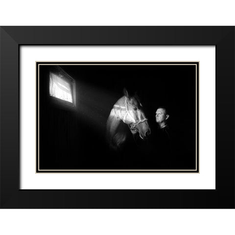 Mute Conversation Black Modern Wood Framed Art Print with Double Matting by Kazun, Andrii