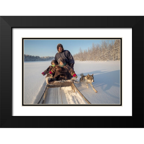 Family Trip Black Modern Wood Framed Art Print with Double Matting by Rebro, Marcel