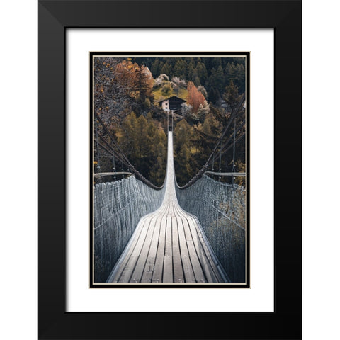 Stretchy Bridge Black Modern Wood Framed Art Print with Double Matting by Eliash, Yaniv