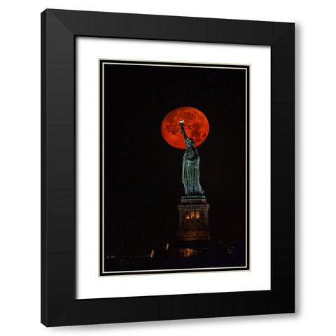 2022 july buck moon Black Modern Wood Framed Art Print with Double Matting by J Rao, Jenny