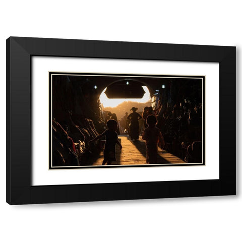 Play time Black Modern Wood Framed Art Print with Double Matting by Om, Amaya