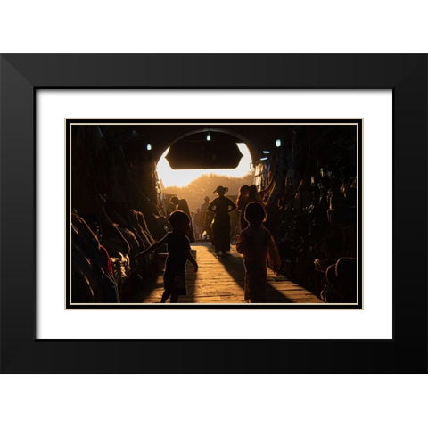 Play time Black Modern Wood Framed Art Print with Double Matting by Om, Amaya