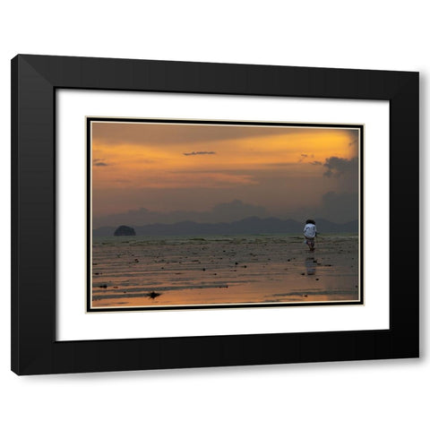 On Her Own Black Modern Wood Framed Art Print with Double Matting by Om, Amaya