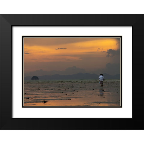 On Her Own Black Modern Wood Framed Art Print with Double Matting by Om, Amaya