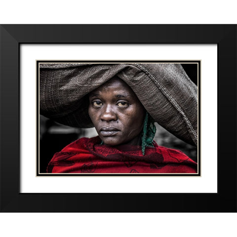 Ethiopian Woman Back Home. Black Modern Wood Framed Art Print with Double Matting by Inazio Kuesta, Joxe