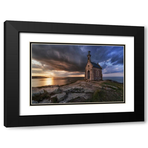 Ilot St-Michel Black Modern Wood Framed Art Print with Double Matting by Patrick, Boterman