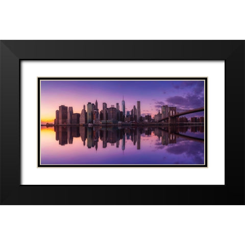 sunset reflections Black Modern Wood Framed Art Print with Double Matting by Garcia, Helena
