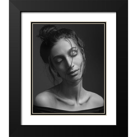 Lea Black Modern Wood Framed Art Print with Double Matting by Shiki, Shizuo