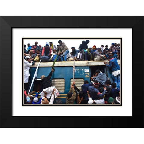 Riding On Train Black Modern Wood Framed Art Print with Double Matting by Mahabub Hossain, Md