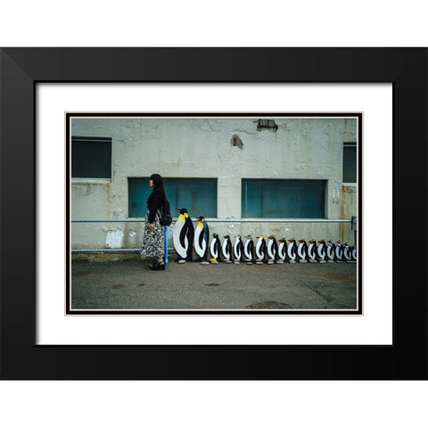 Queue Black Modern Wood Framed Art Print with Double Matting by Sangan, Kurosaki