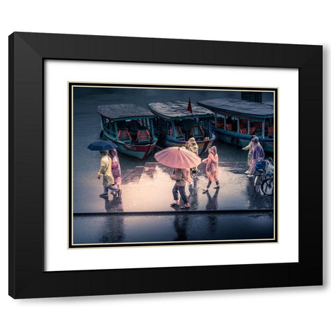 Raining... Black Modern Wood Framed Art Print with Double Matting by Borges Alves, Luis