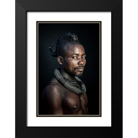 Himba man Black Modern Wood Framed Art Print with Double Matting by Cole, Trevor