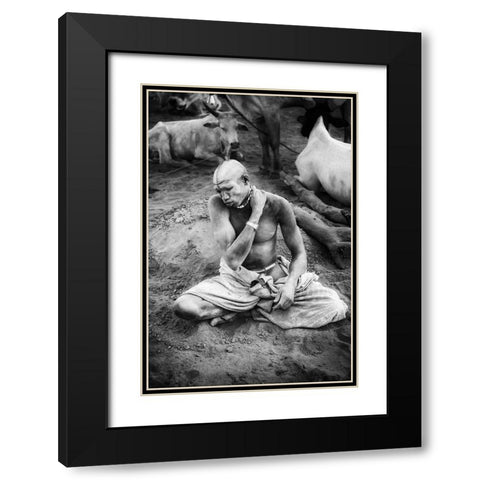 Mundari Ash Veneer Black Modern Wood Framed Art Print with Double Matting by Cole, Trevor