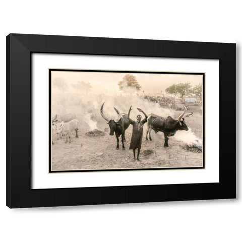 At One With My Cattle Black Modern Wood Framed Art Print with Double Matting by Cole, Trevor
