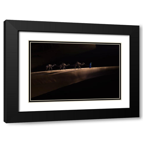 The Camels Black Modern Wood Framed Art Print with Double Matting by Widjaja, Sally
