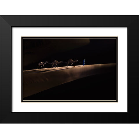 The Camels Black Modern Wood Framed Art Print with Double Matting by Widjaja, Sally