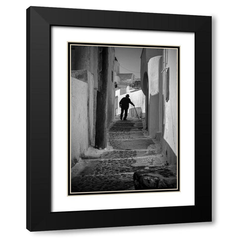 Heavy walking Black Modern Wood Framed Art Print with Double Matting by Uhrin, Milan