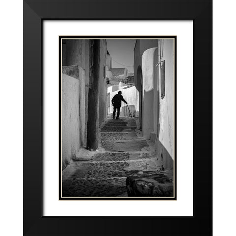 Heavy walking Black Modern Wood Framed Art Print with Double Matting by Uhrin, Milan