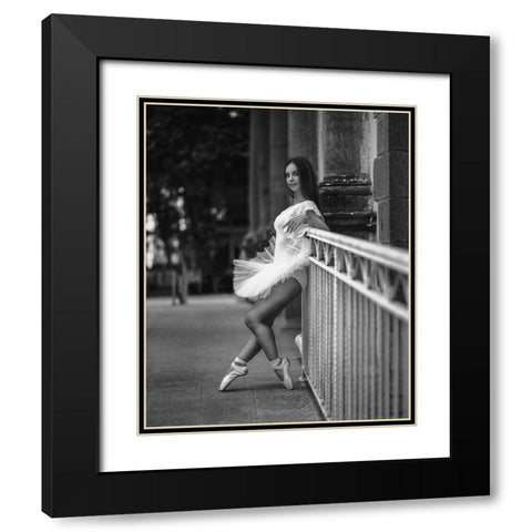 Ballerina BW Black Modern Wood Framed Art Print with Double Matting by Nanev, Vasil