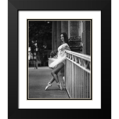 Ballerina BW Black Modern Wood Framed Art Print with Double Matting by Nanev, Vasil
