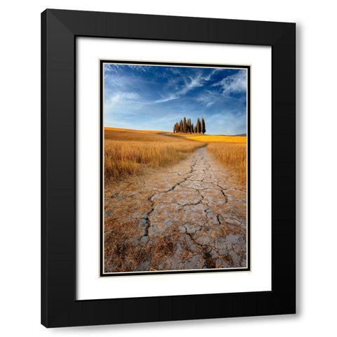 Path Of Cracks Black Modern Wood Framed Art Print with Double Matting by Hatch, Richie