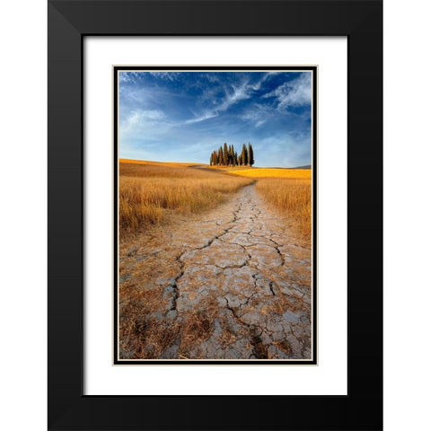 Path Of Cracks Black Modern Wood Framed Art Print with Double Matting by Hatch, Richie