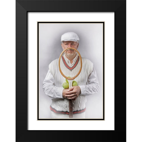 Old-fashioned male tennis player Black Modern Wood Framed Art Print with Double Matting by Kayen-Mouthaan, Carola