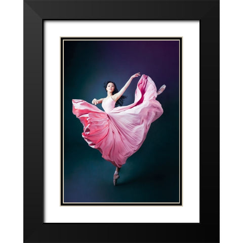 The Pink Black Modern Wood Framed Art Print with Double Matting by Meng, Mia