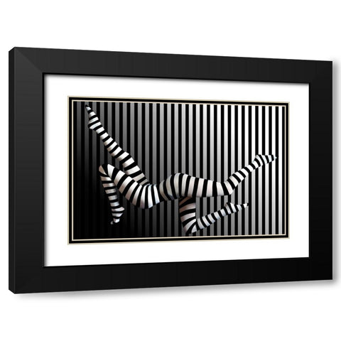 Novelty Striped Four-Leggs No 2 Black Modern Wood Framed Art Print with Double Matting by Batzdorf, Erhard
