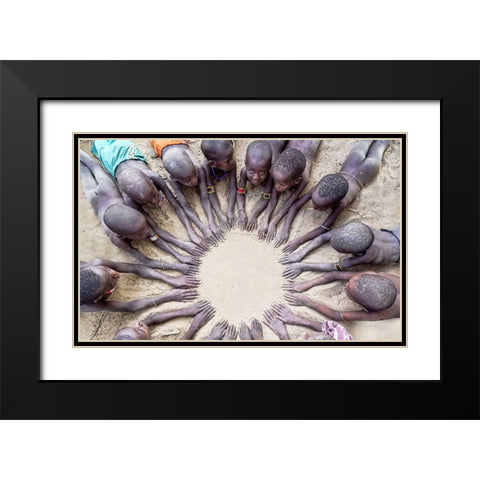 Little Fingers Black Modern Wood Framed Art Print with Double Matting by Wiener, Iris