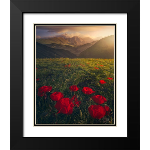 Flowers on Fire Black Modern Wood Framed Art Print with Double Matting by Sulaiman Alshehhi, Ahmed
