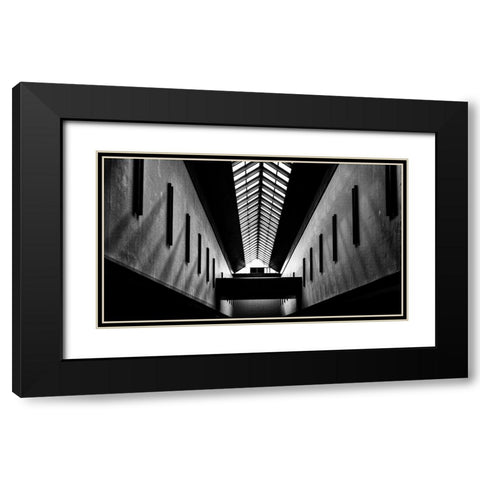 Triangles Black Modern Wood Framed Art Print with Double Matting by Wong, Martin