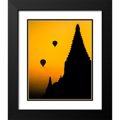 Sunrise in Bagan Black Modern Wood Framed Art Print with Double Matting by Ziomek, Witold