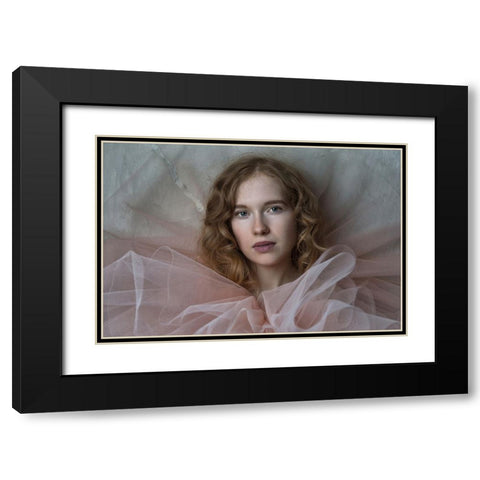 Red Hair Black Modern Wood Framed Art Print with Double Matting by Franke, Ruth