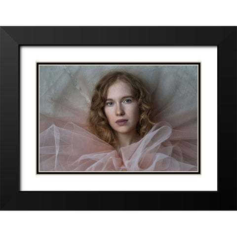 Red Hair Black Modern Wood Framed Art Print with Double Matting by Franke, Ruth