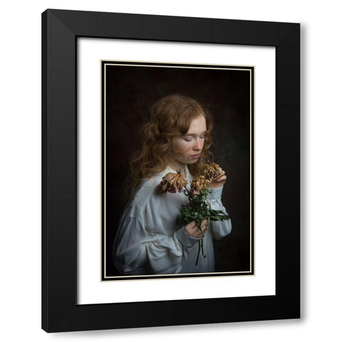 Withered Black Modern Wood Framed Art Print with Double Matting by Franke, Ruth