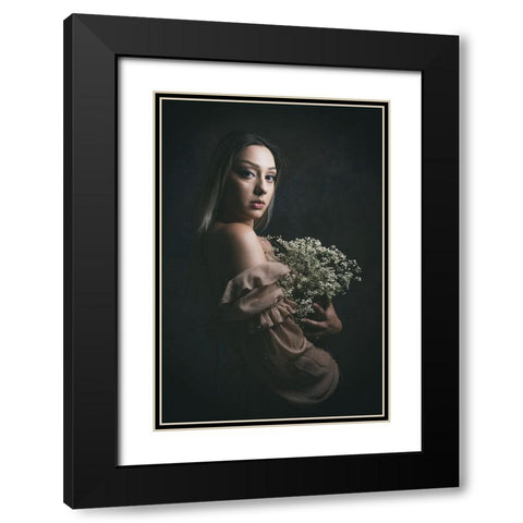 Blumenmacdchen Black Modern Wood Framed Art Print with Double Matting by Kurz, Christian
