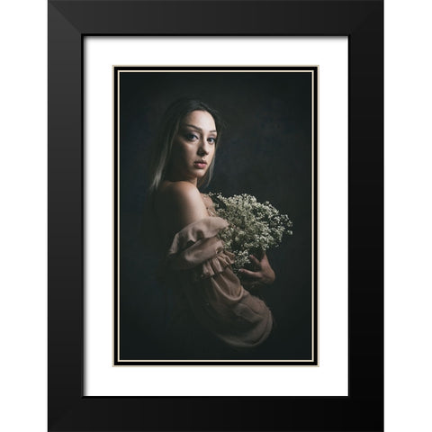 Blumenmacdchen Black Modern Wood Framed Art Print with Double Matting by Kurz, Christian