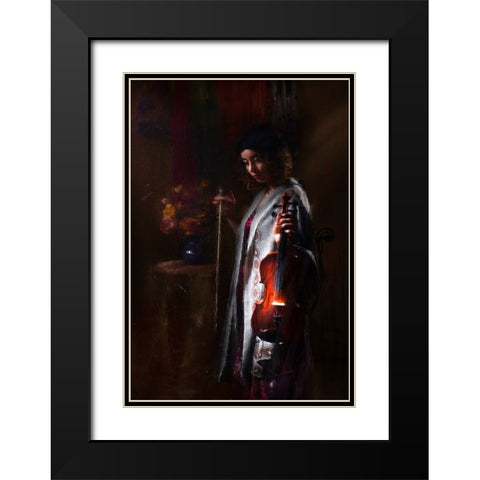 Musician Black Modern Wood Framed Art Print with Double Matting by Marjanmashhadi