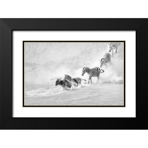 Crossing The RIVer Black Modern Wood Framed Art Print with Double Matting by D. Tang, Lisa
