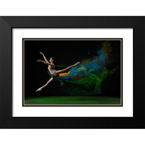 The Ballerina Black Modern Wood Framed Art Print with Double Matting by Aditya, Rawisyah