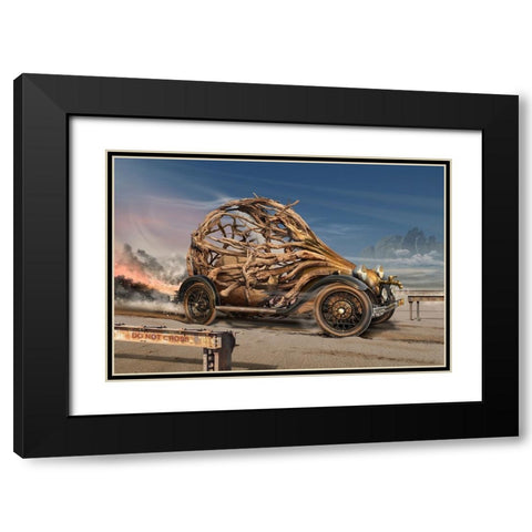 Do Not Cross Black Modern Wood Framed Art Print with Double Matting by Penchev, Radoslav