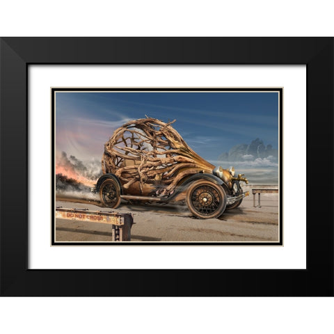 Do Not Cross Black Modern Wood Framed Art Print with Double Matting by Penchev, Radoslav