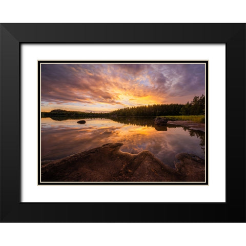Forest Lake Black Modern Wood Framed Art Print with Double Matting by Lindsten, Christian